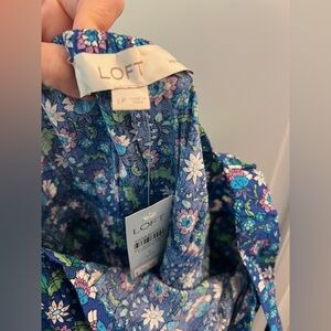LOFT Blue Floral Patterned Dress